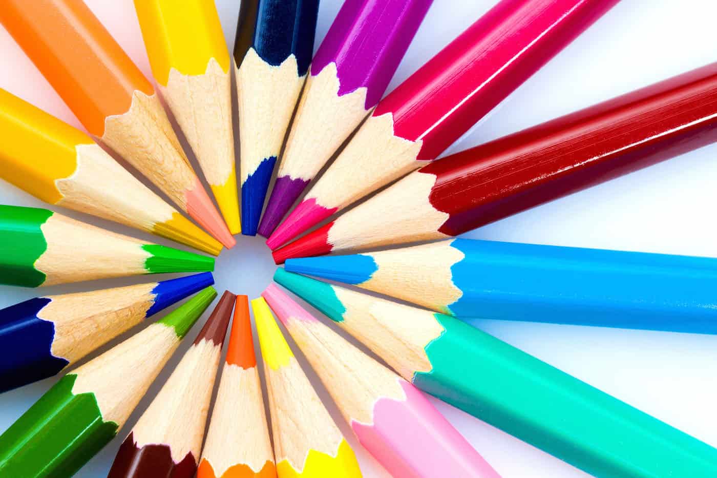 rainbow of colored pencils