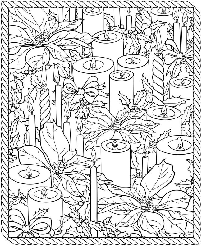 Christmas Candles Coloring Page