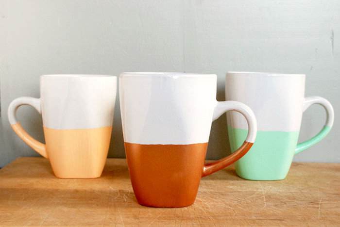 Colorblock Dipped DIY Mugs