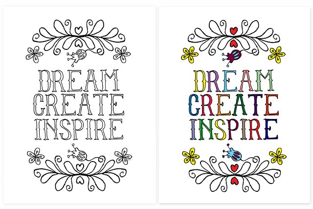 Dream create inspire free coloring page