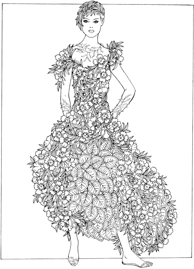 Floral fashion coloring page
