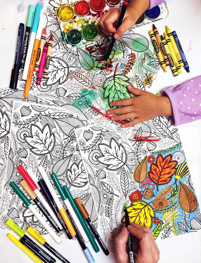 free fall leaves coloring page