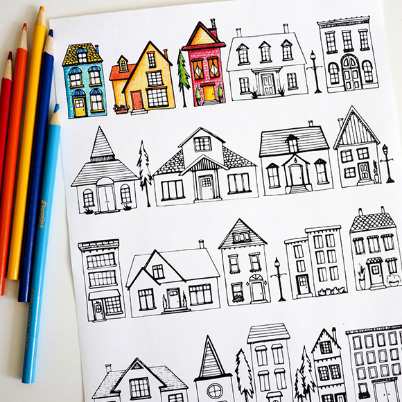 Rows of Houses coloring page