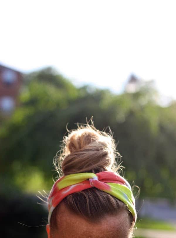 Twisted DIY headband made with tie dye