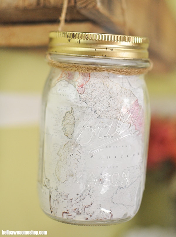 Easy DIY Mason Jar Lanterns with Maps!