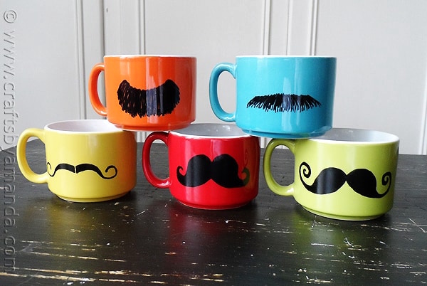 Mustaches Painted on Mugs