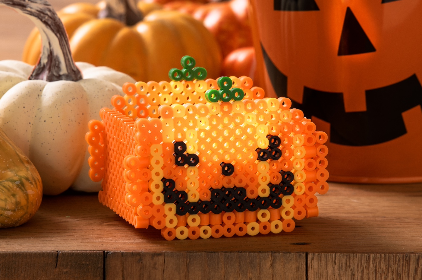 perler bead jack o lantern votive