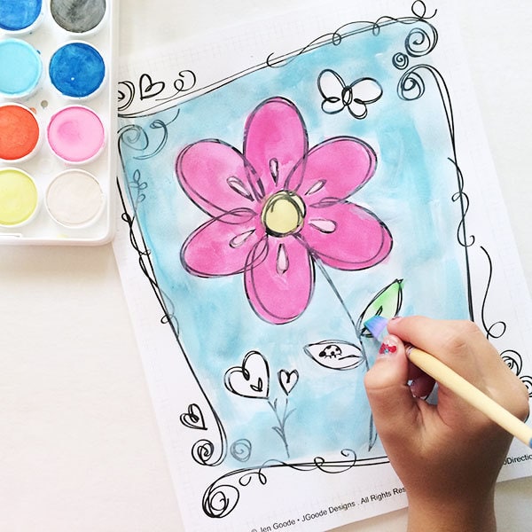 Hearts and Flowers coloring page