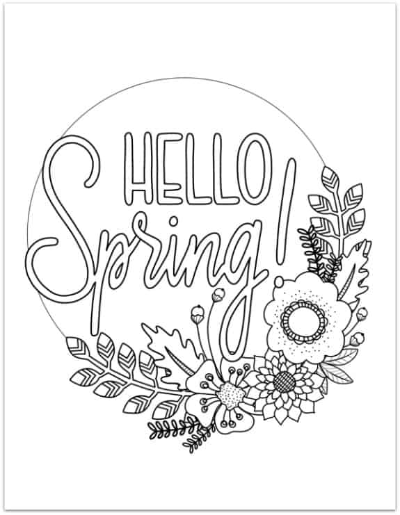 Hello spring free coloring page