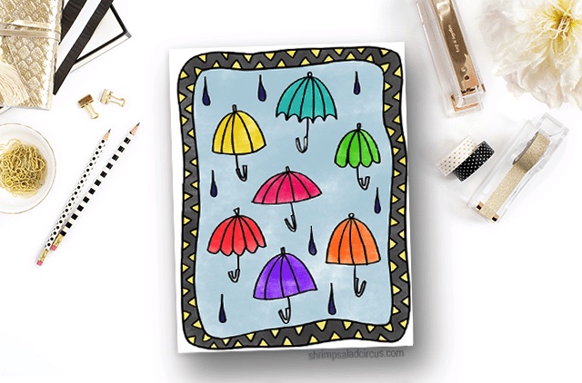 Spring Under My Umbrellas Coloring Page