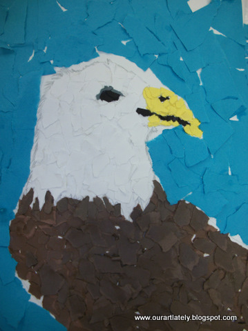 torn paper eagle craft for kids
