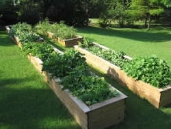 Raised garden bed that provides access from both sides